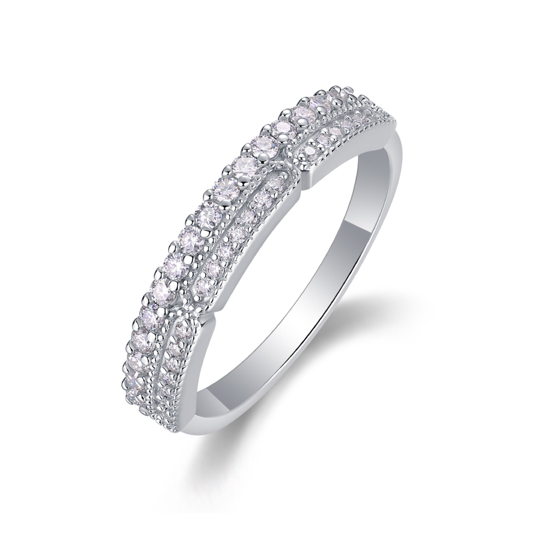 Abyss Moissanite Band Ring in Sterling Silver