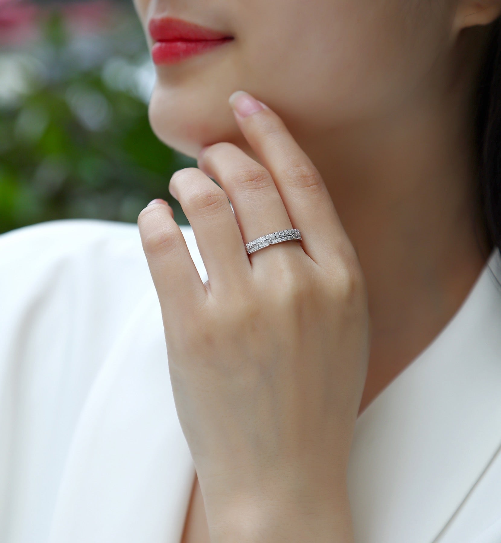 Abyss Moissanite Band Ring in Sterling Silver