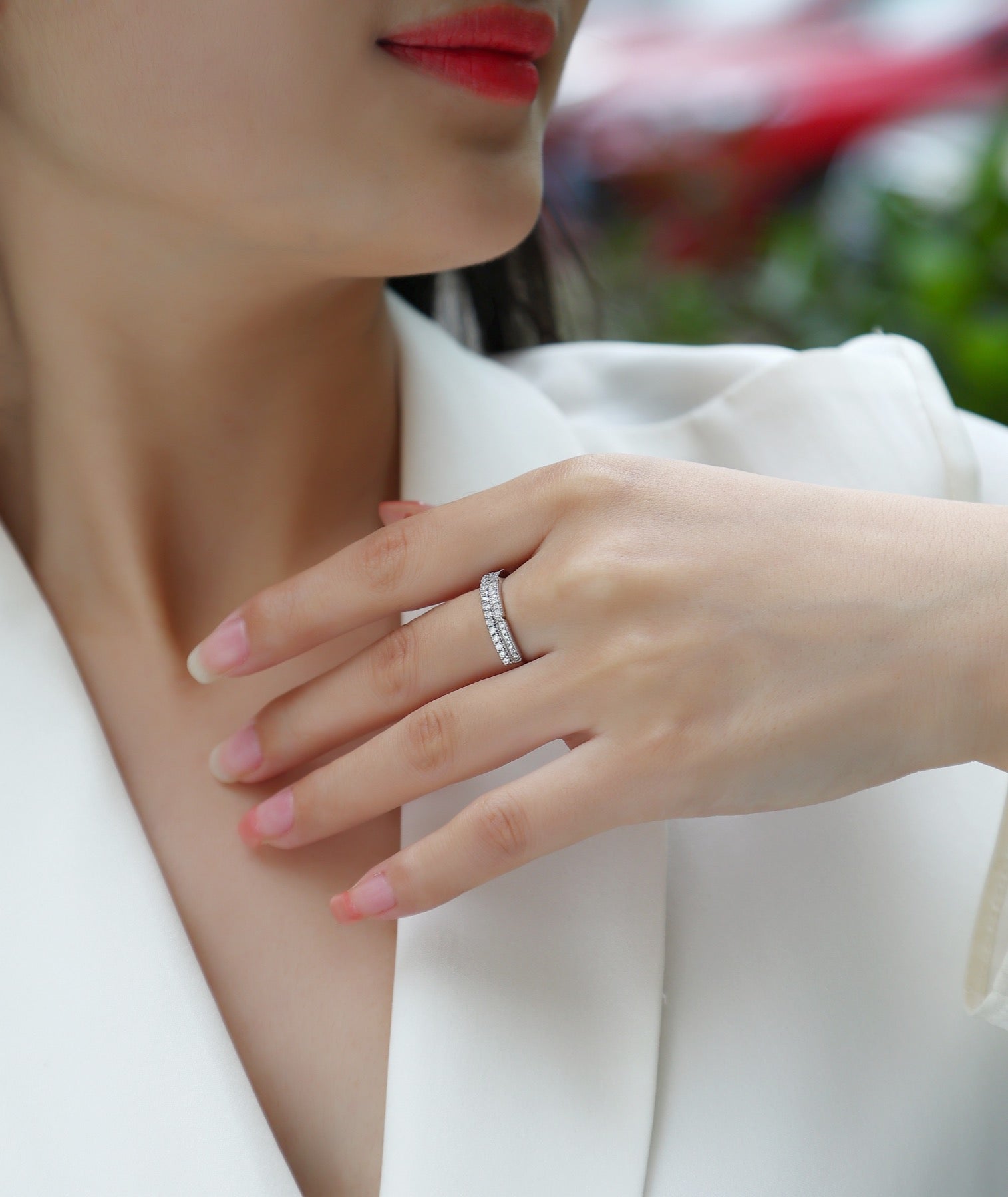 Abyss Moissanite Band Ring in Sterling Silver