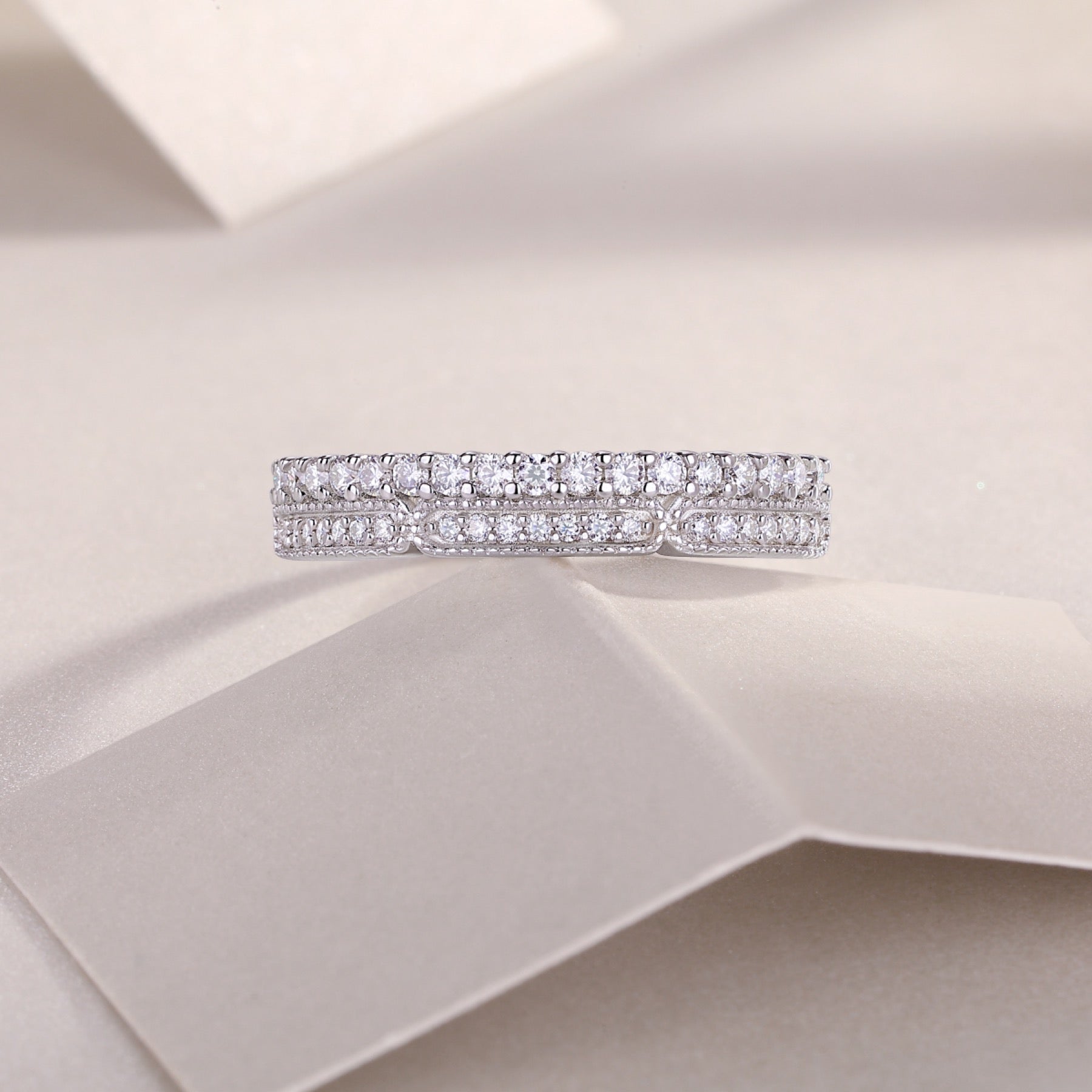 Abyss Moissanite Band Ring in Sterling Silver
