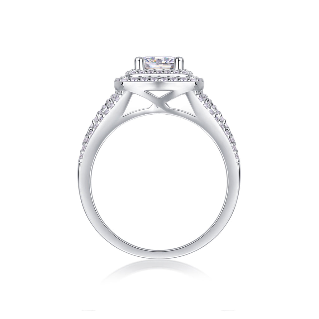 Allure Moissanite Halo Ring in Sterling Silver
