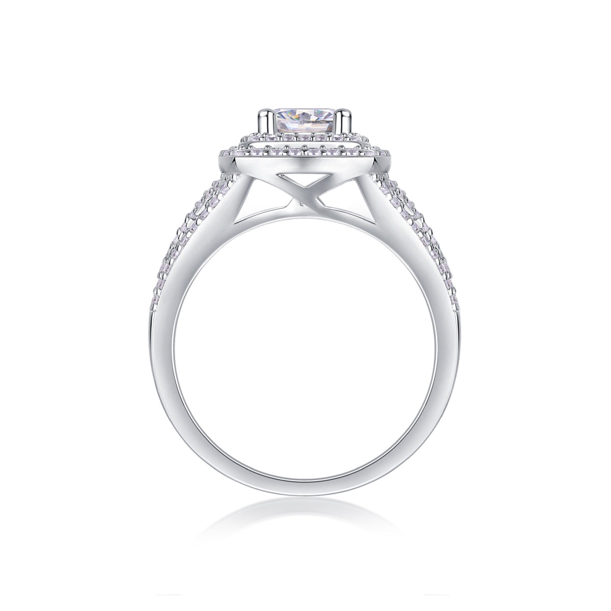 Allure 1 Carat Moissanite Halo Ring in Sterling Silver