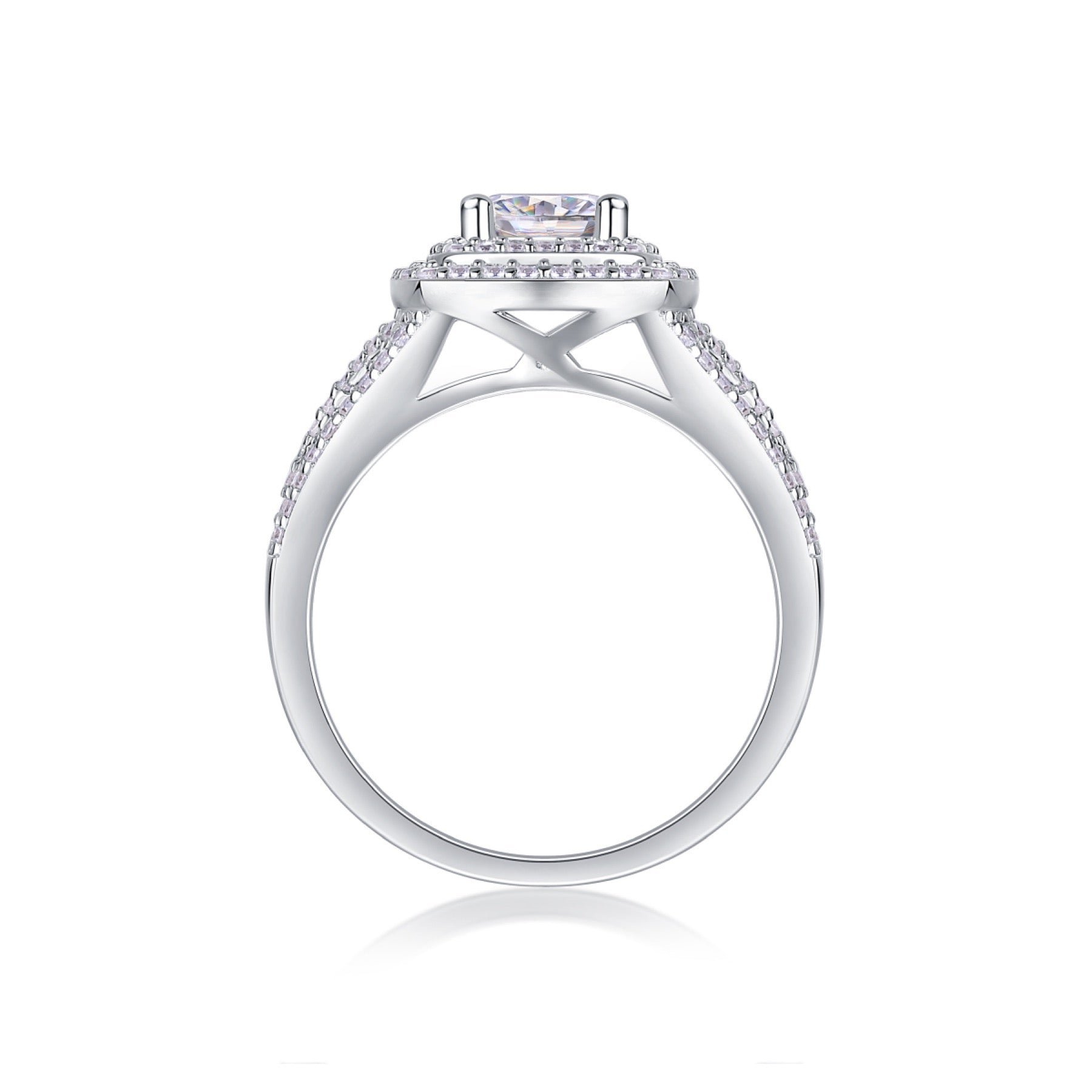 Allure Moissanite Halo Ring in Sterling Silver