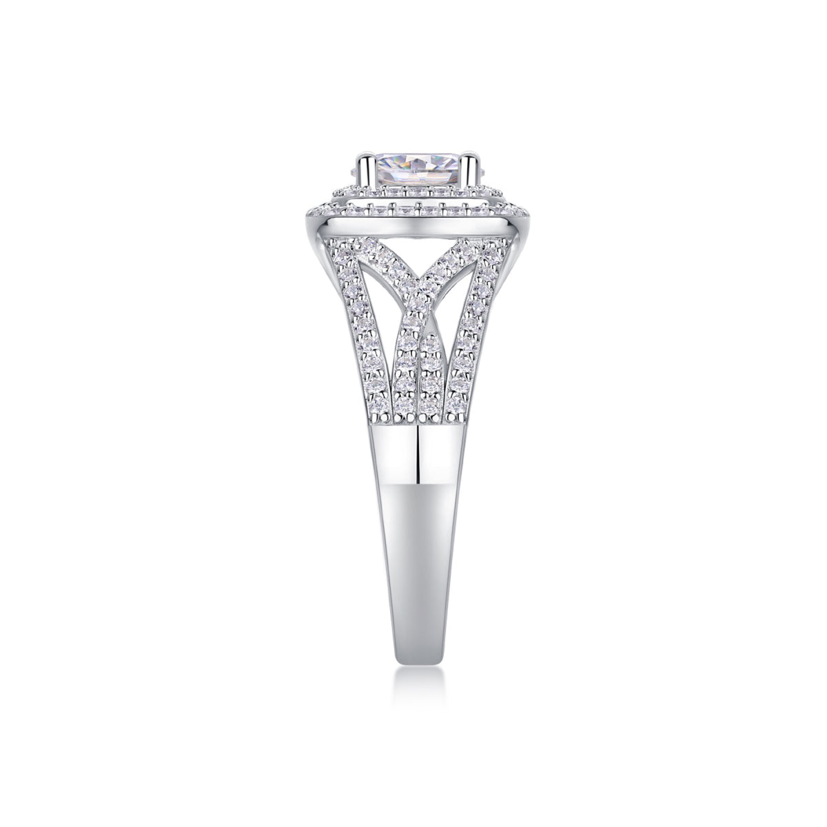 Allure 1 Carat Moissanite Halo Ring in Sterling Silver