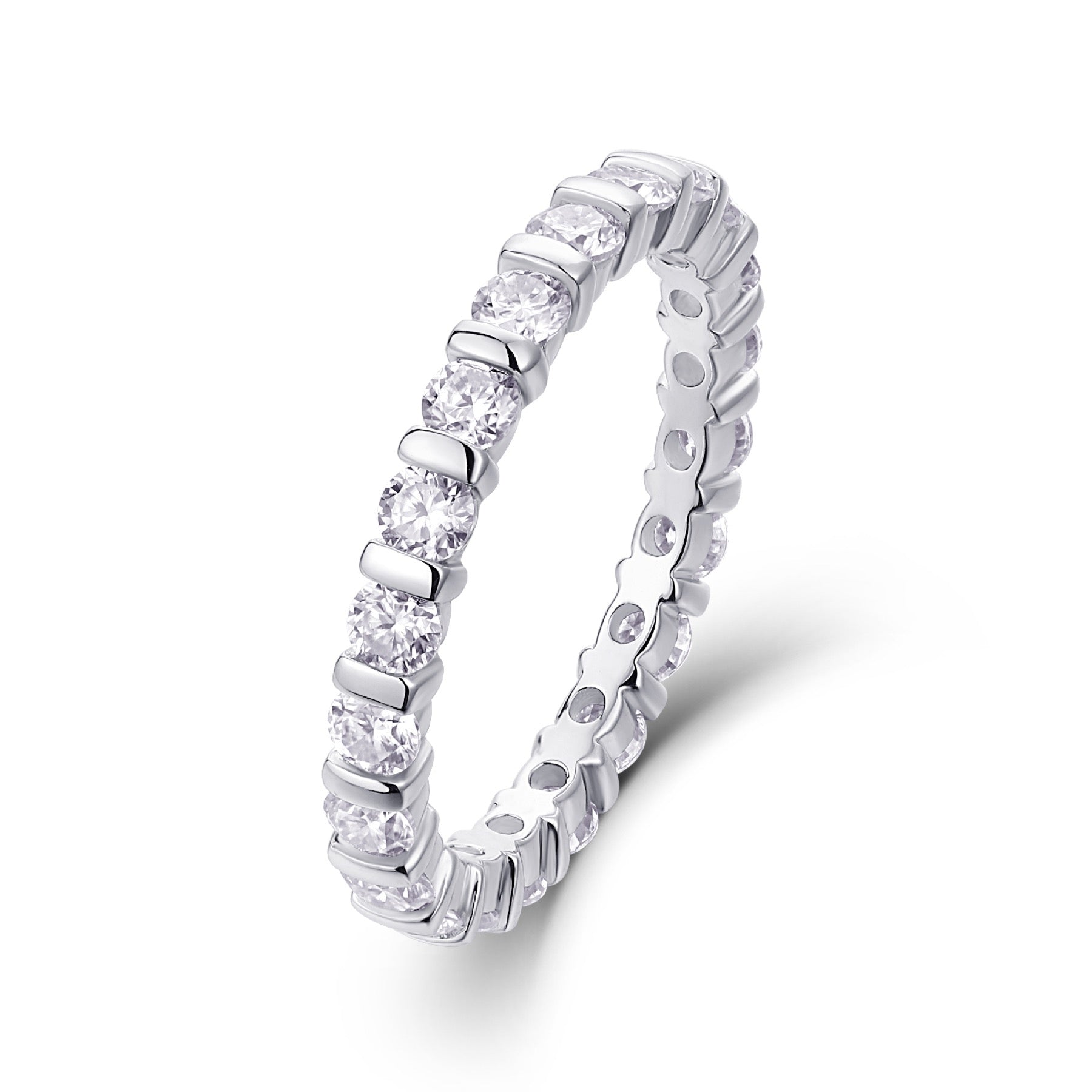 Starlove Moissanite Eternity Band Ring in Sterling Silver