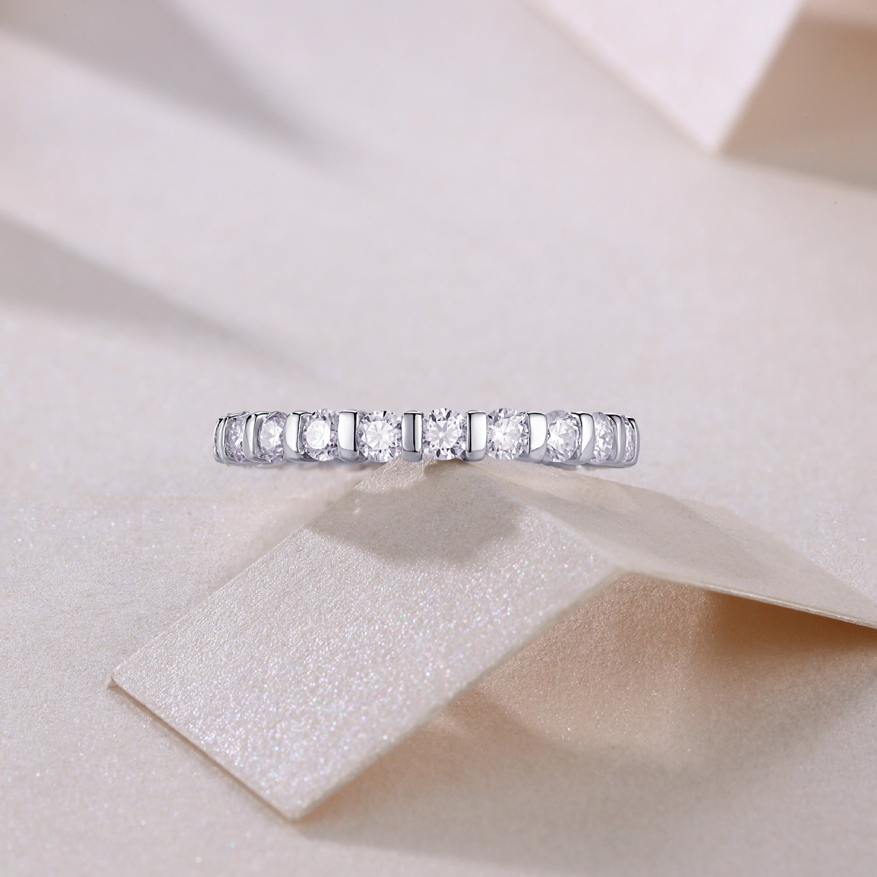 Starlove Moissanite Eternity Band Ring in Sterling Silver
