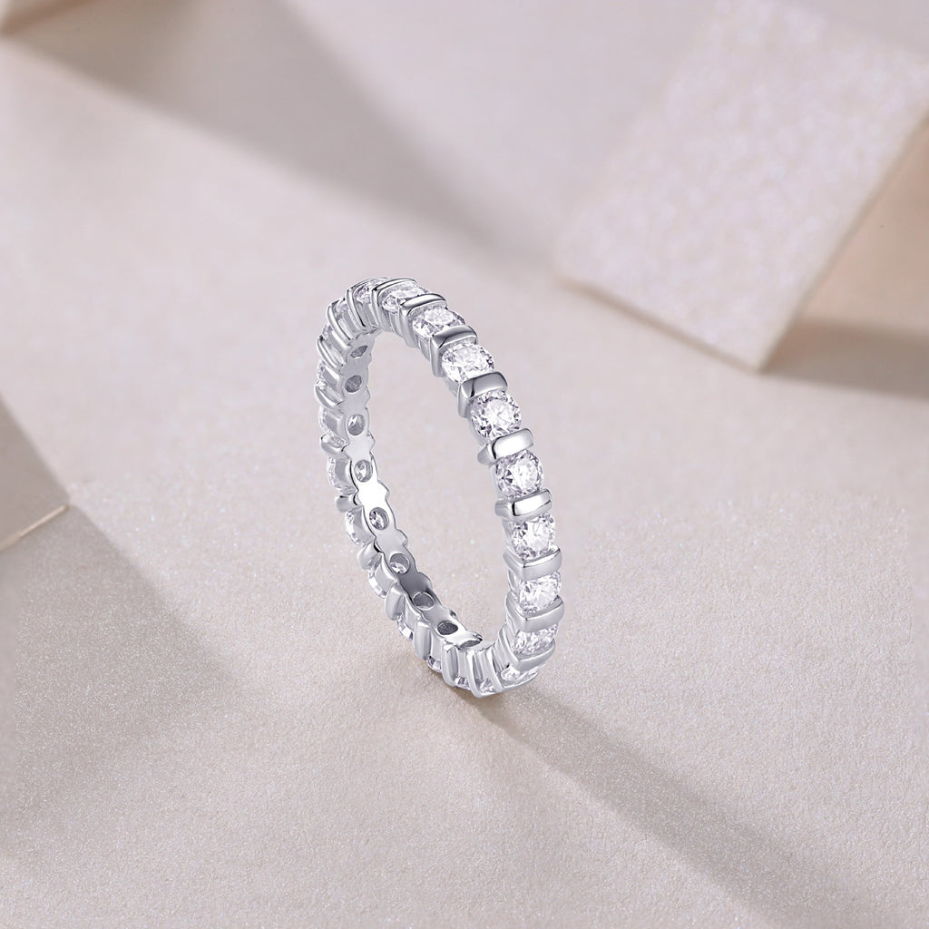 Starlove Moissanite Eternity Band Ring in Sterling Silver
