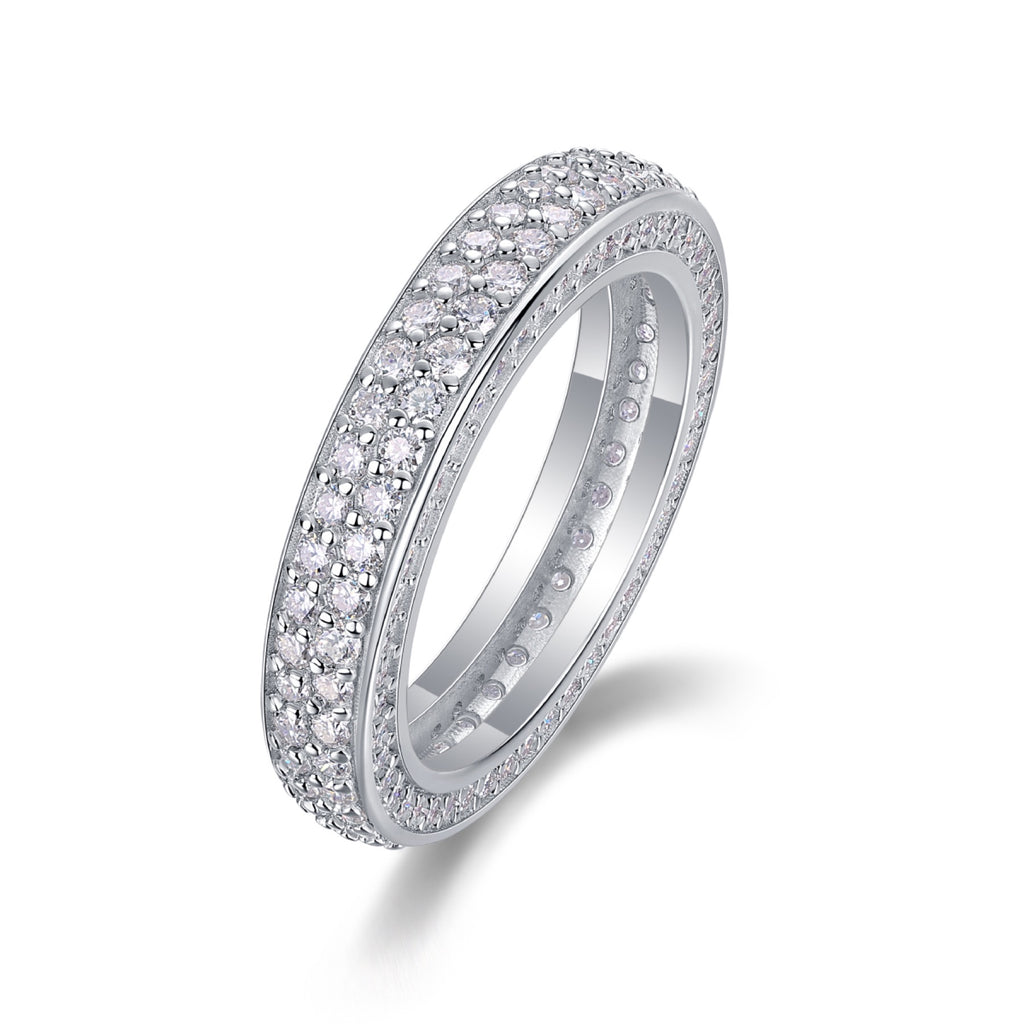 Blaze Moissanite Eternity Band Ring in Sterling Silver