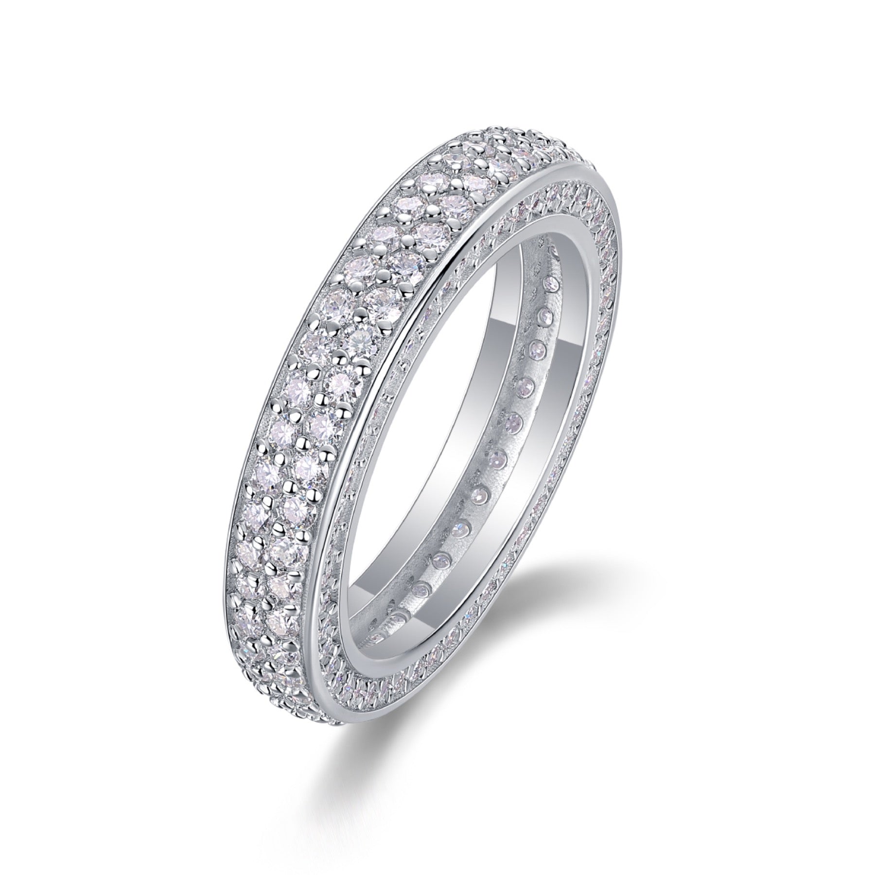 Blaze Moissanite Eternity Band Ring in Sterling Silver