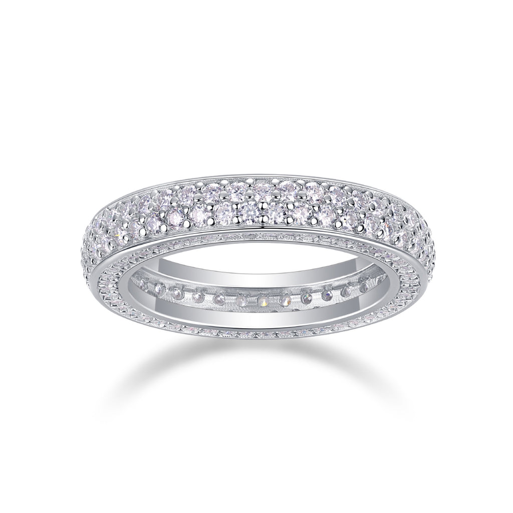 Blaze Moissanite Eternity Band Ring in Sterling Silver