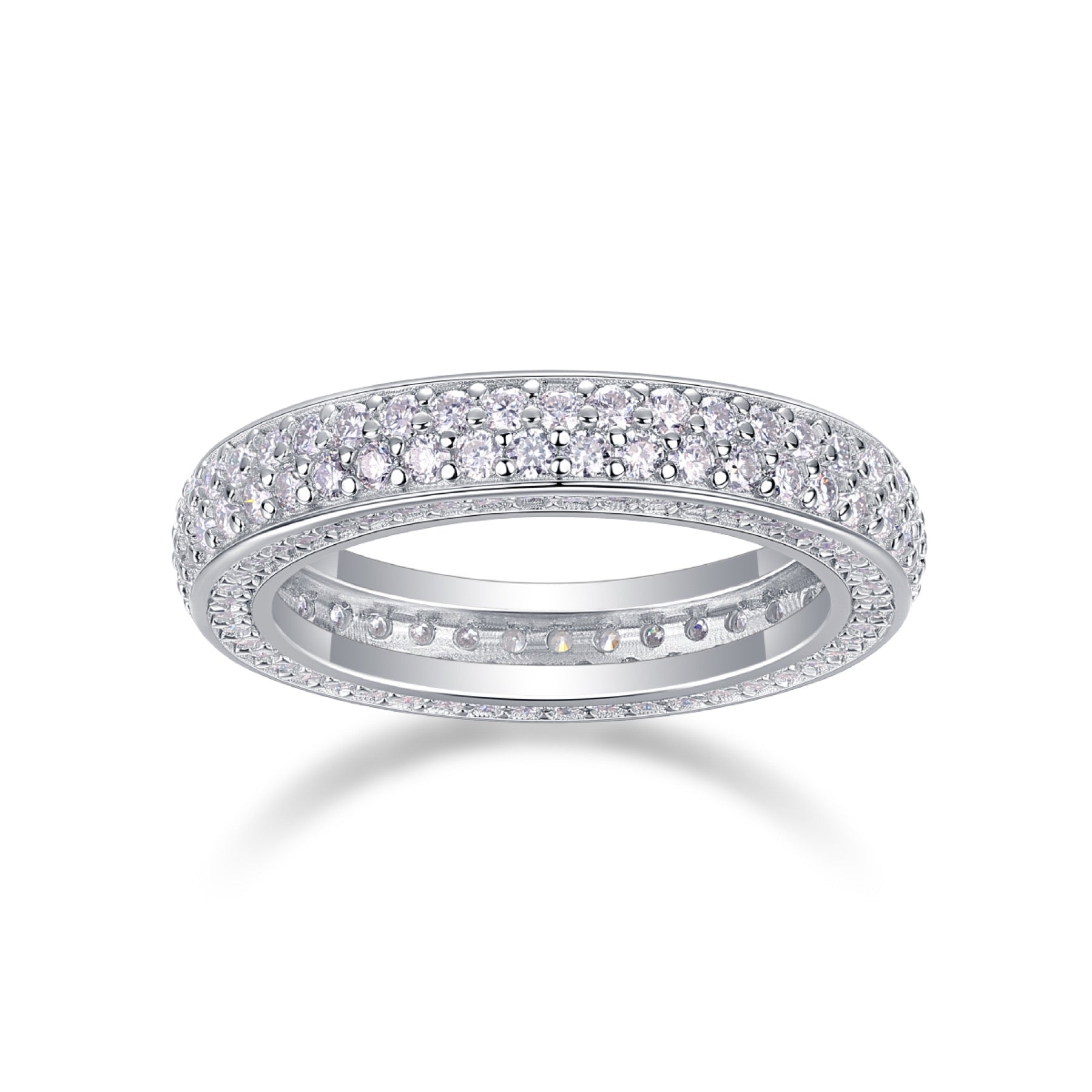 Blaze Moissanite Eternity Band Ring in Sterling Silver