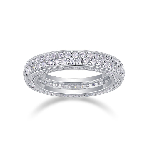 Blaze Moissanite Eternity Band Ring in Sterling Silver