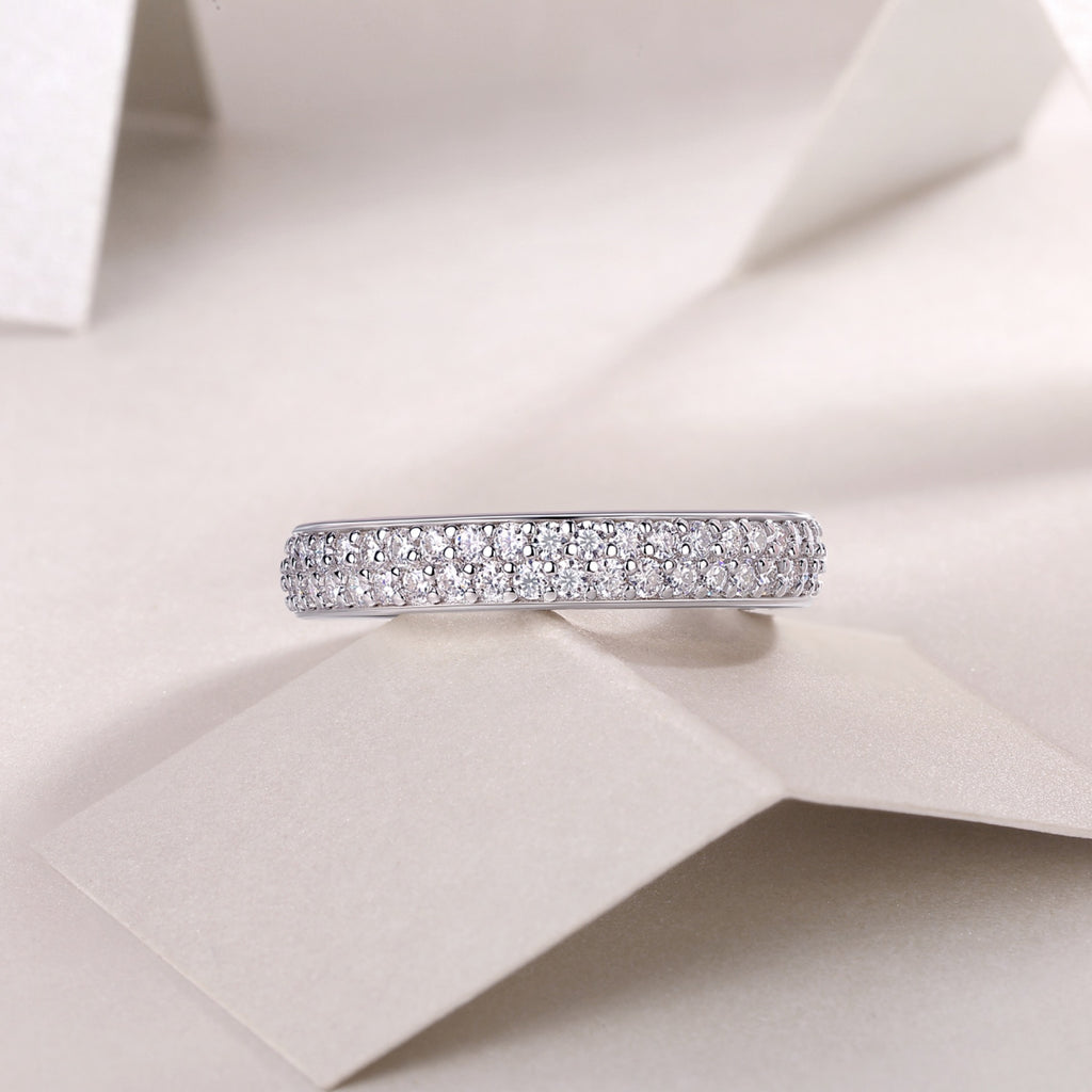 Blaze Moissanite Eternity Band Ring in Sterling Silver