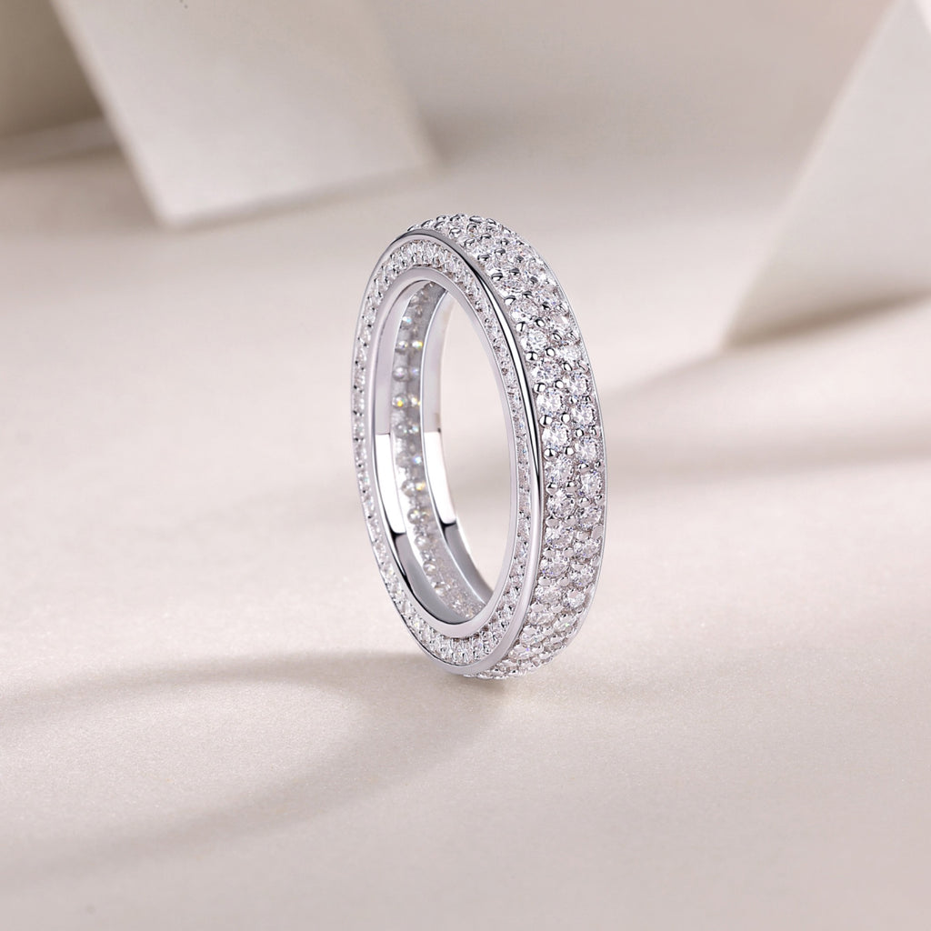 Blaze Moissanite Eternity Band Ring in Sterling Silver