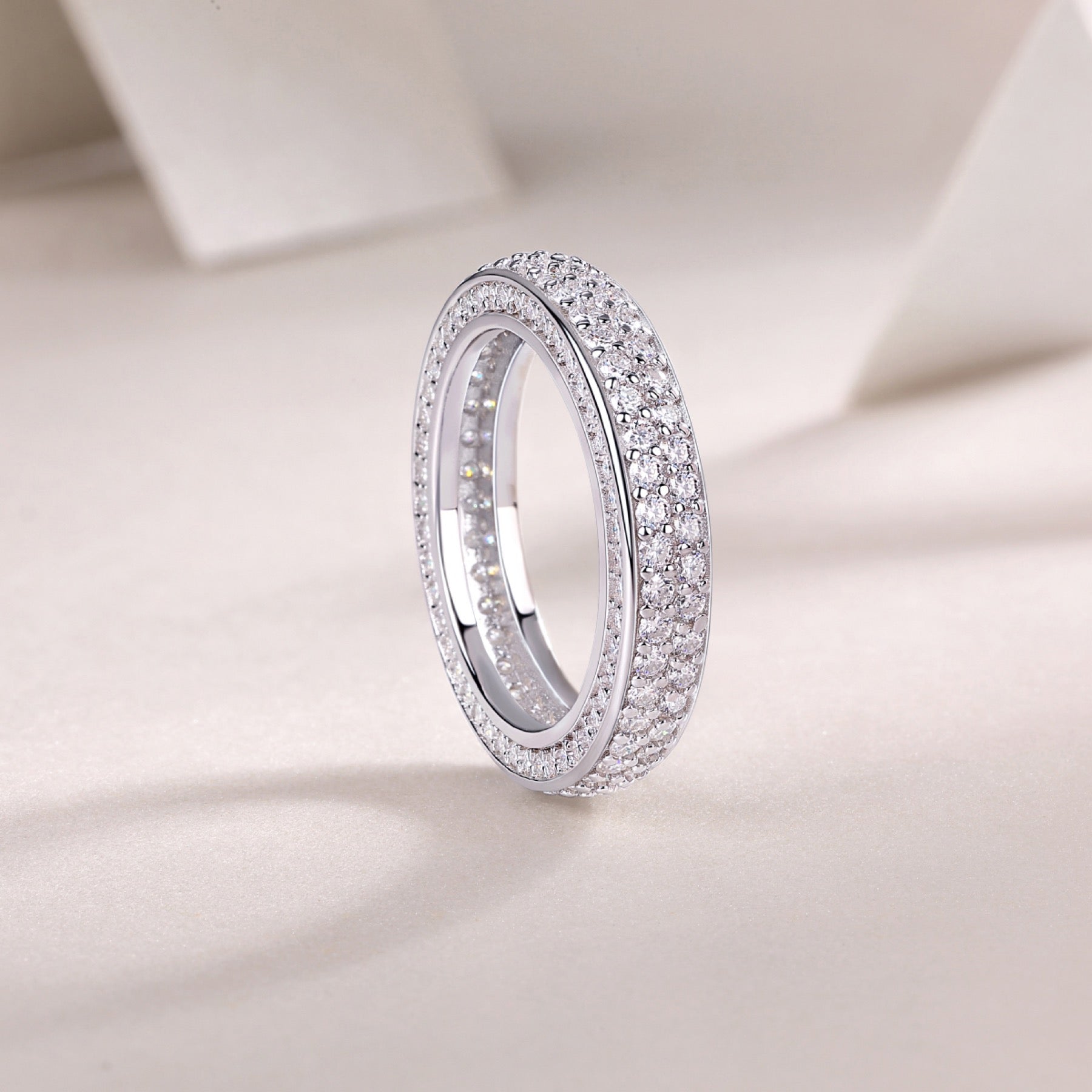 Blaze Moissanite Eternity Band Ring in Sterling Silver