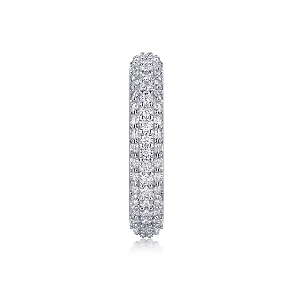 Sands Moissanite Band Ring in Sterling Silver