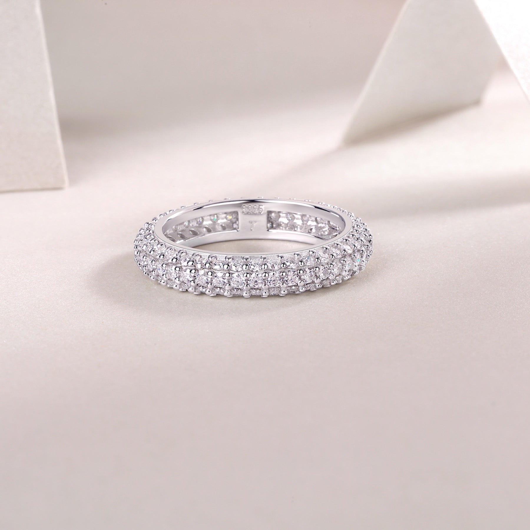 Sands Moissanite Band Ring in Sterling Silver