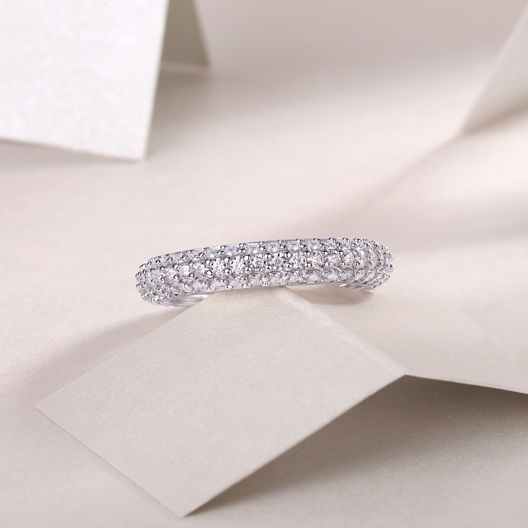 Sands Moissanite Band Ring in Sterling Silver