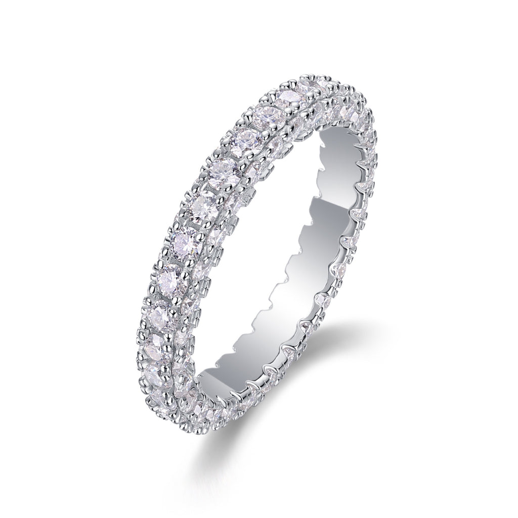 Nightpond Moissanite Eternity Band Ring in Sterling Silver