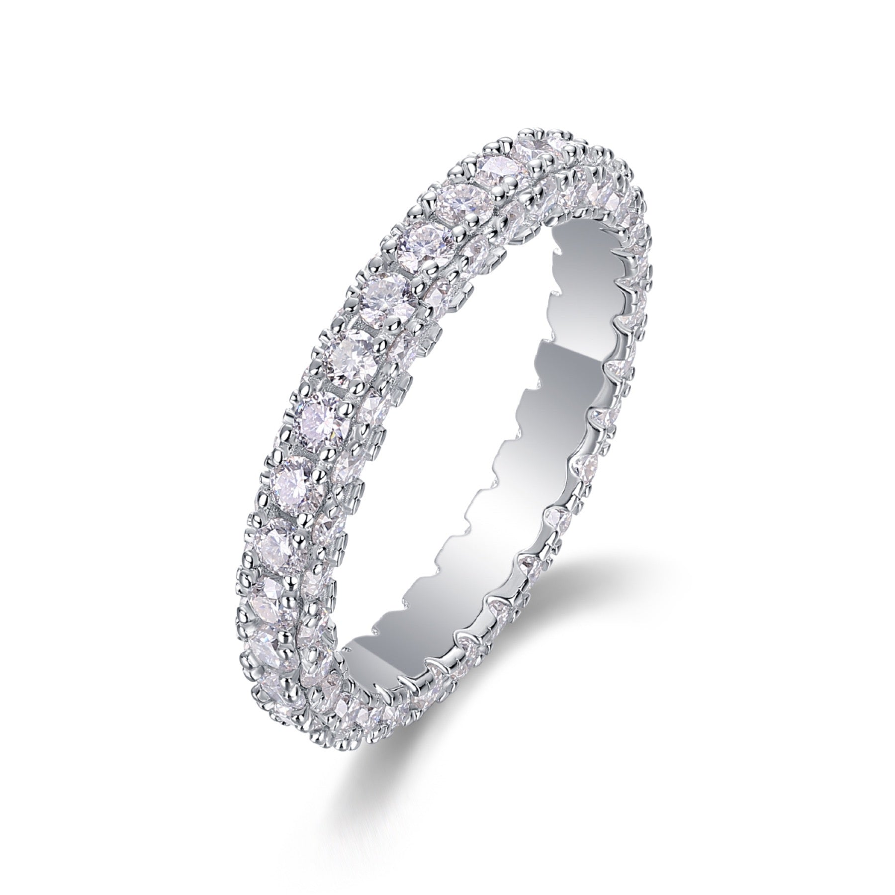 Nightpond Moissanite Eternity Band Ring in Sterling Silver