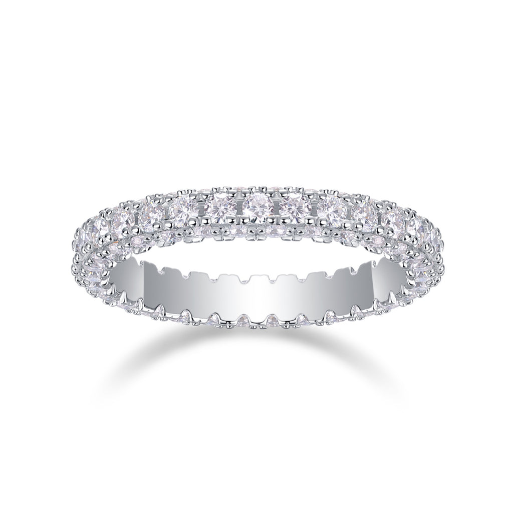 Nightpond Moissanite Eternity Band Ring in Sterling Silver