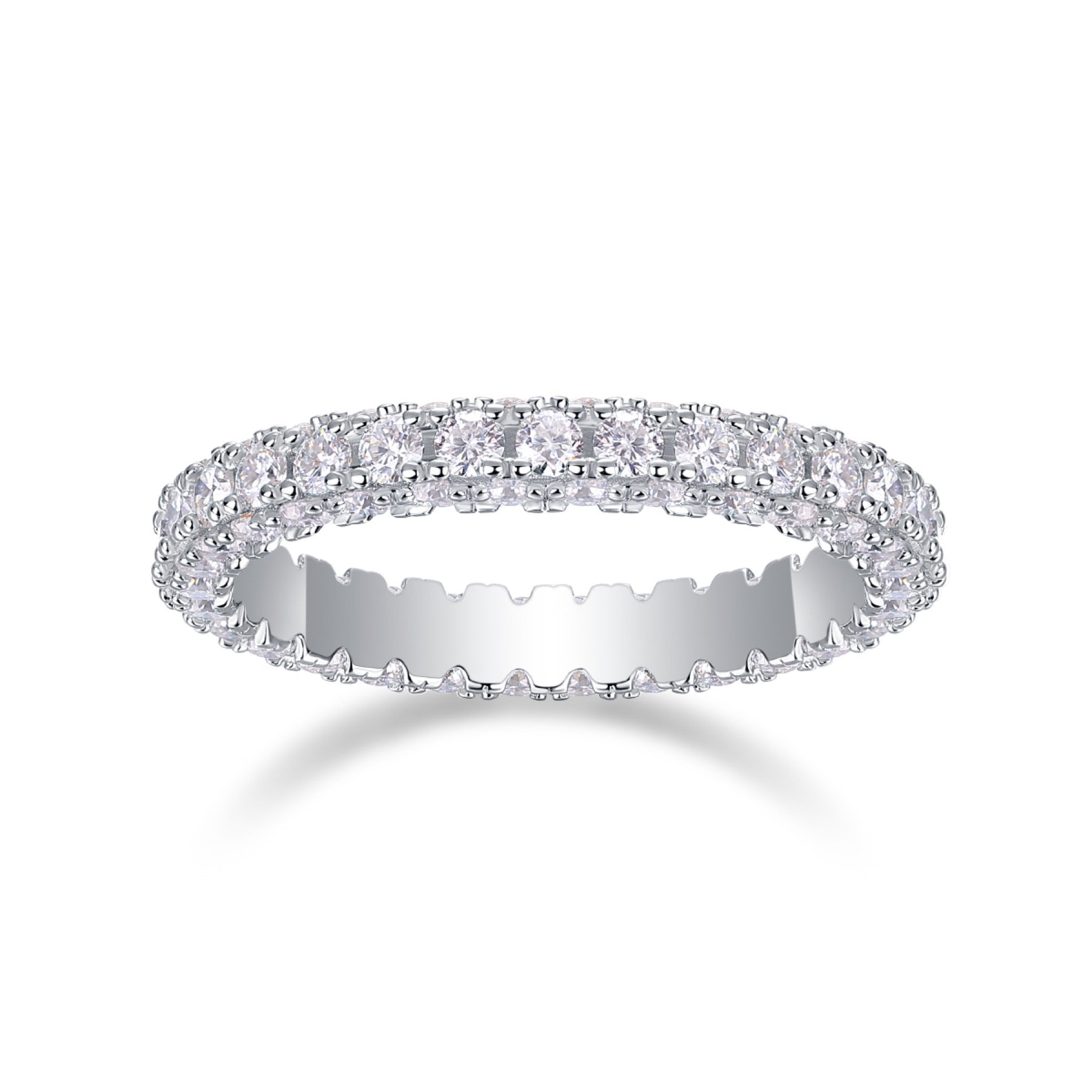 Nightpond Moissanite Eternity Band Ring in Sterling Silver