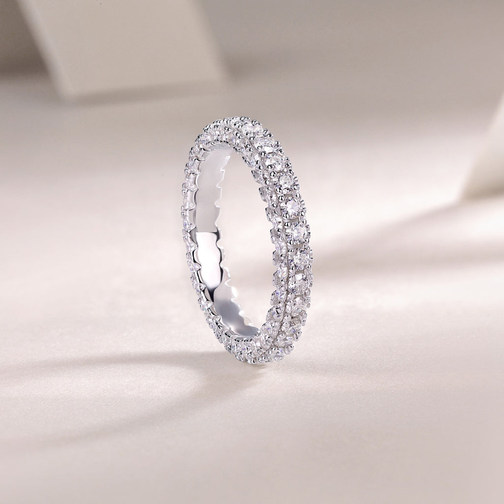 Nightpond Moissanite Eternity Band Ring in Sterling Silver