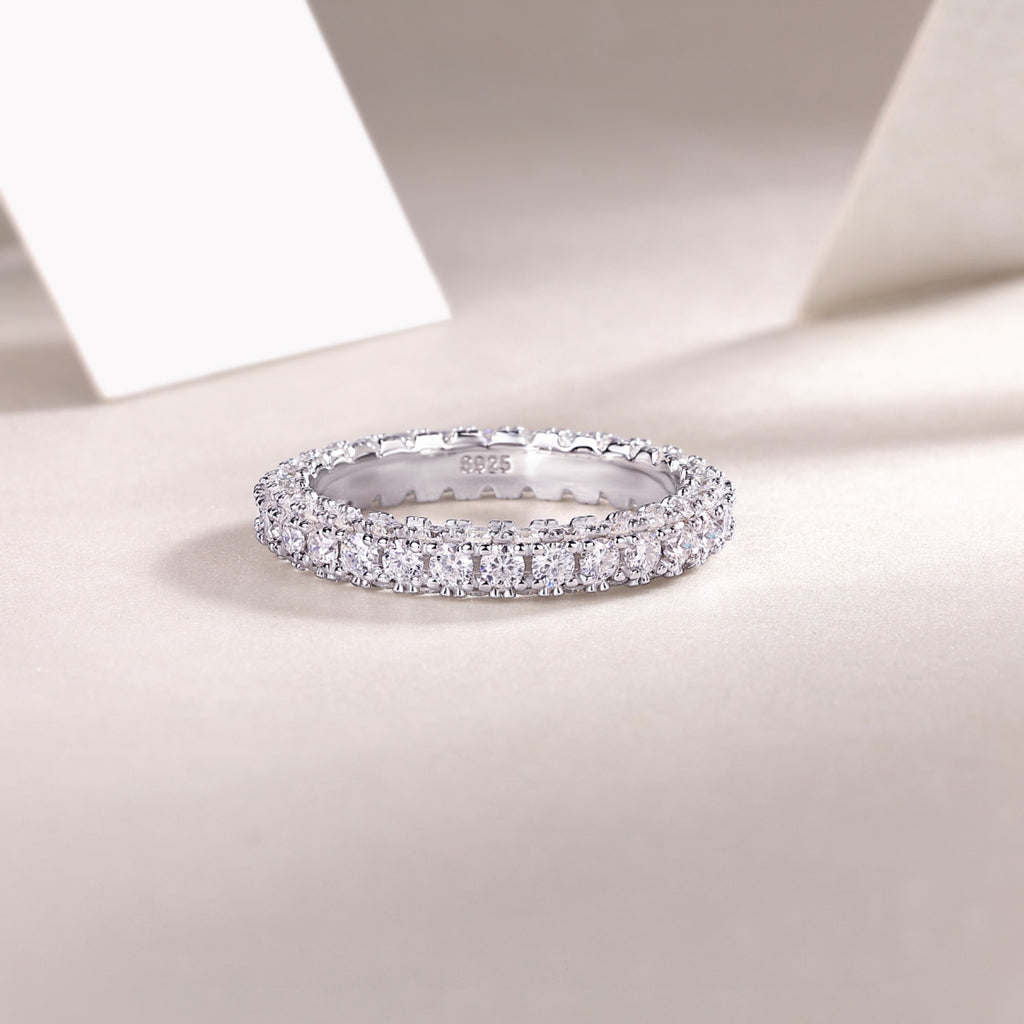 Nightpond Moissanite Eternity Band Ring in Sterling Silver