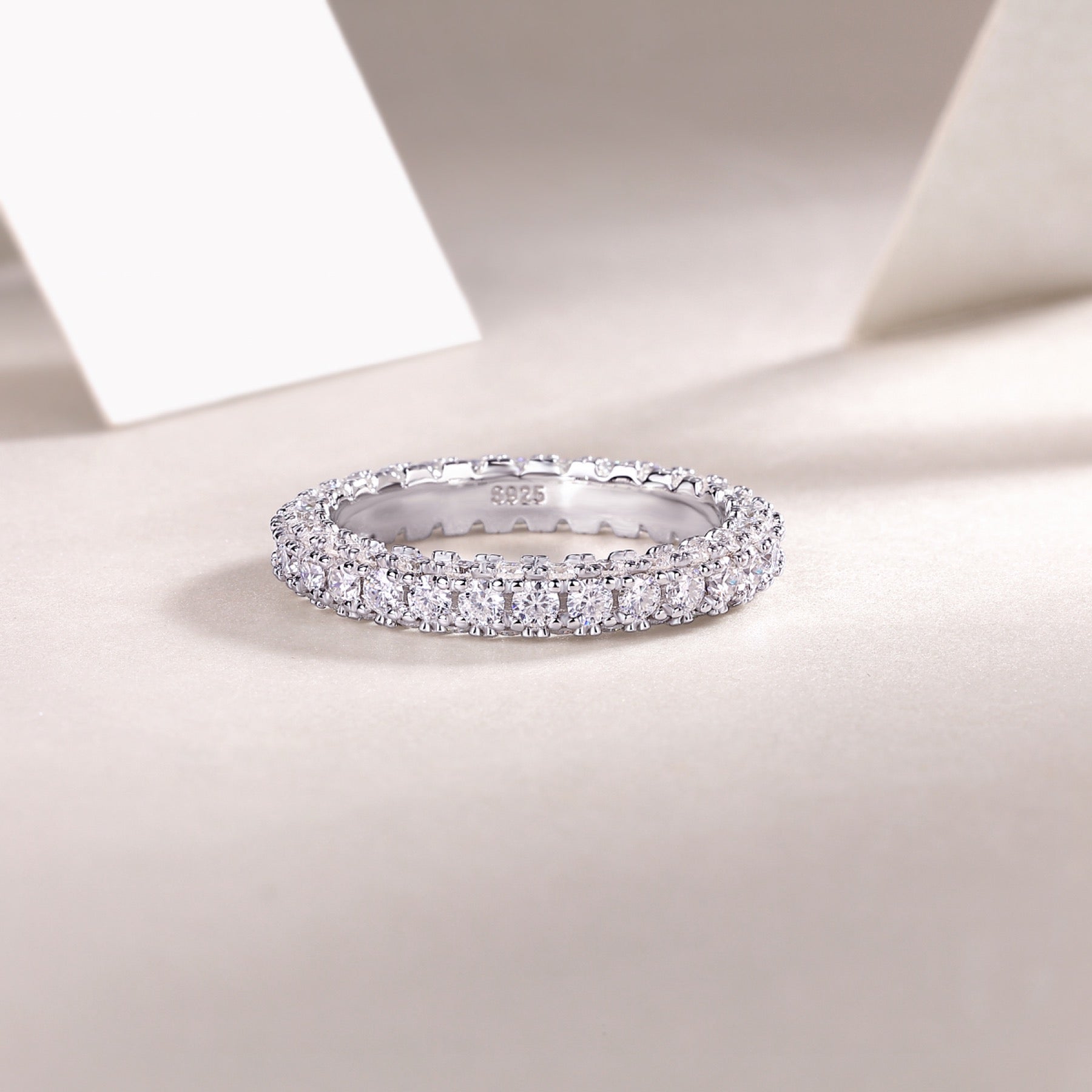 Nightpond Moissanite Eternity Band Ring in Sterling Silver