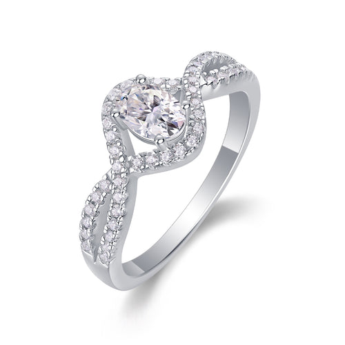 Alice Oval-Cut Moissanite Halo Ring in Sterling Silver