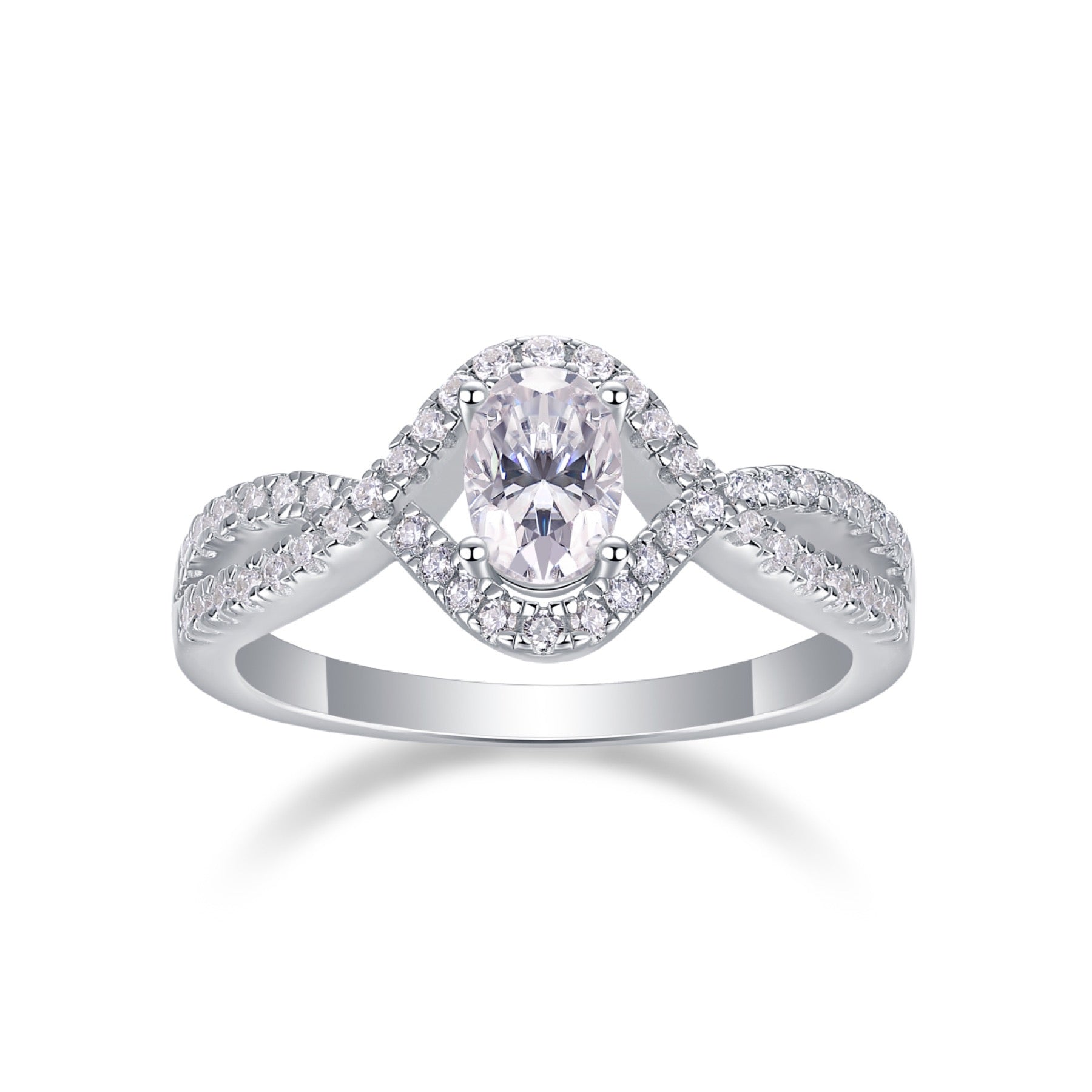 Alice Oval-Cut Moissanite Halo Ring in Sterling Silver