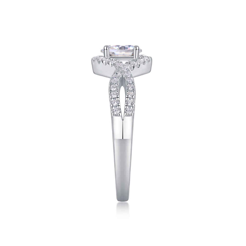 Alice Oval-Cut Moissanite Halo Ring in Sterling Silver