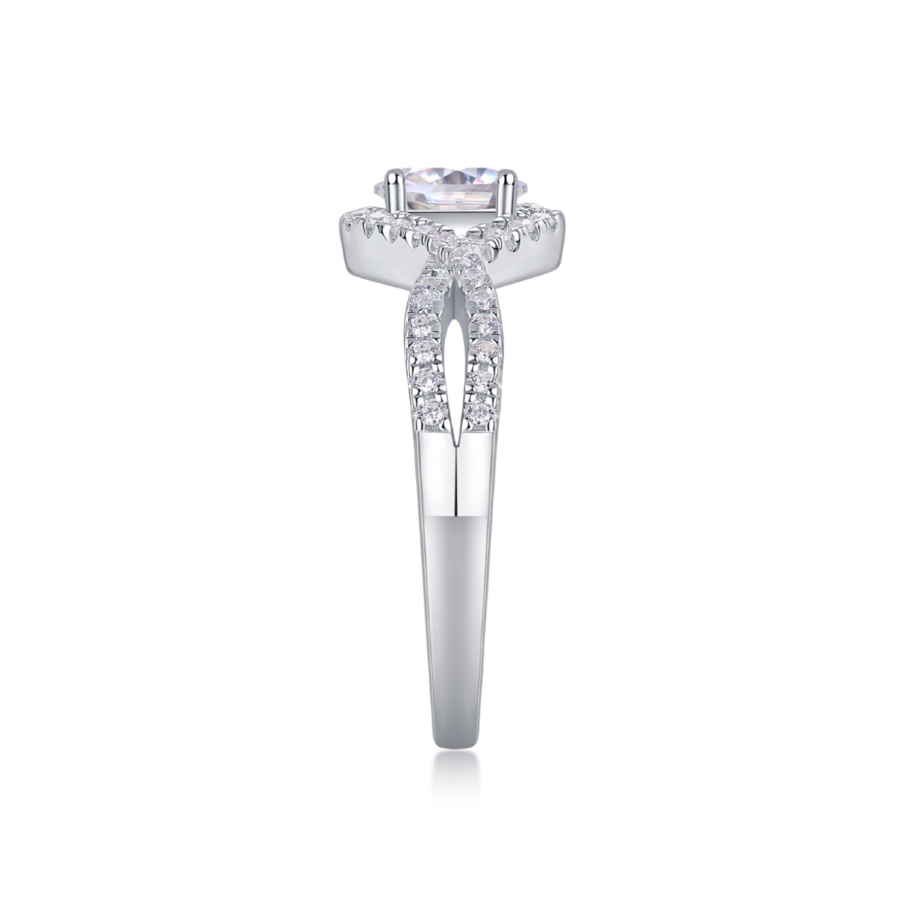 Alice Oval-Cut Moissanite Halo Ring in Sterling Silver