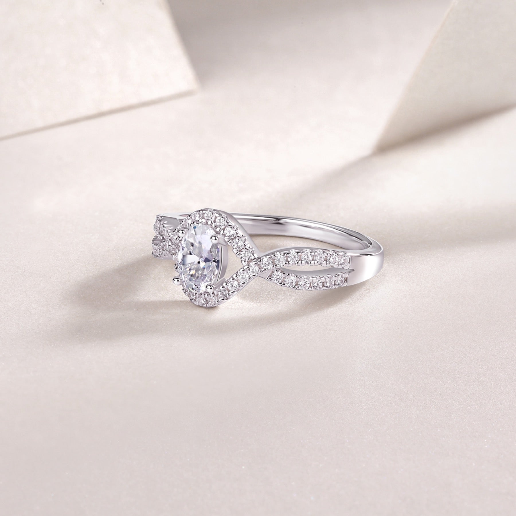 Alice Oval-Cut Moissanite Halo Ring in Sterling Silver