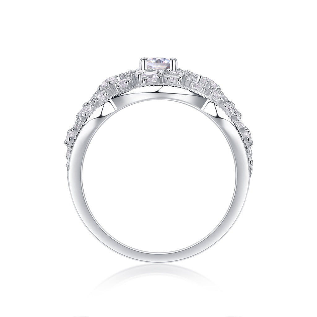 Waltz Oval-Cut Moissanite Halo Ring in Sterling Silver