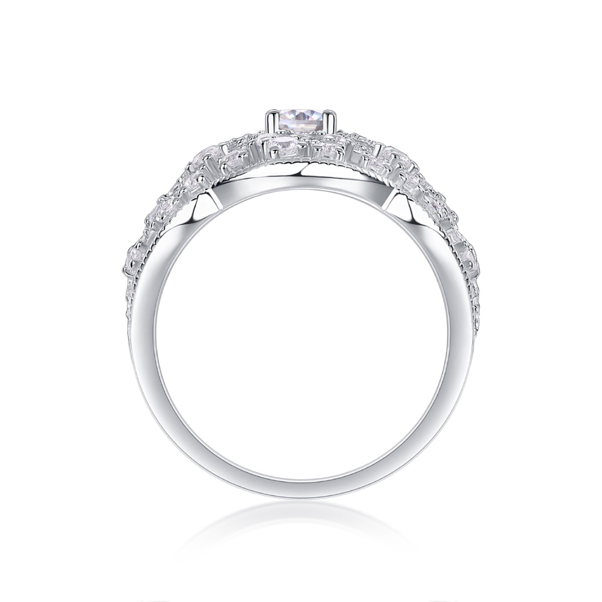 Waltz 0.5 Carat Oval-Cut Moissanite Halo Ring in Sterling Silver