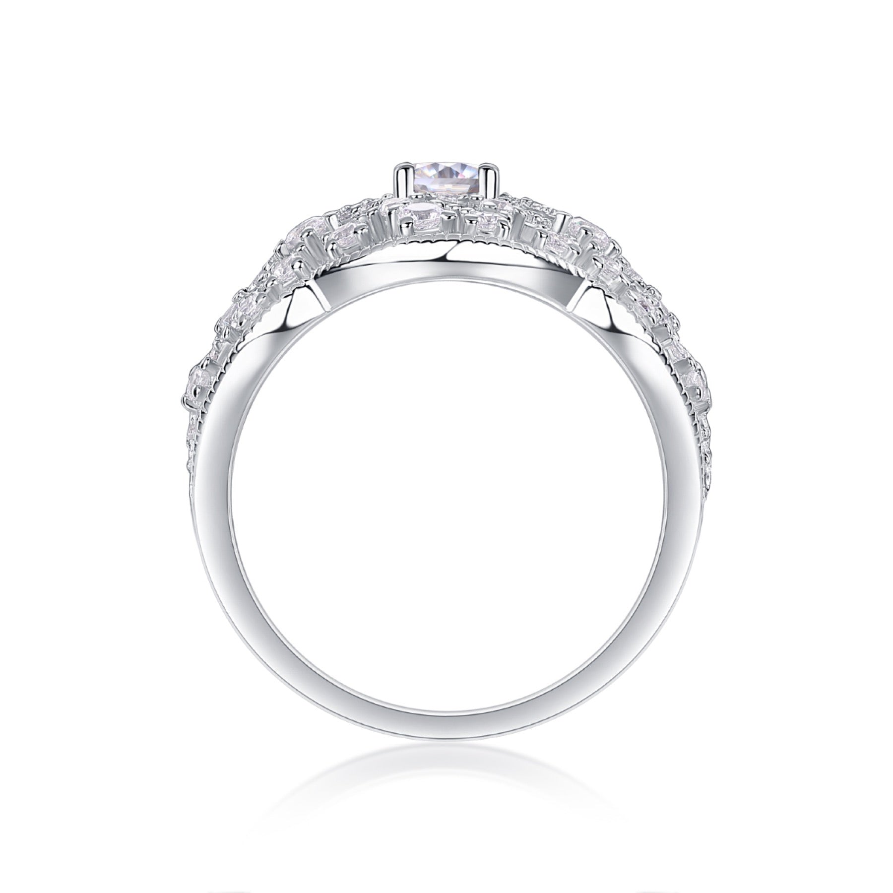 Waltz Oval-Cut Moissanite Halo Ring in Sterling Silver
