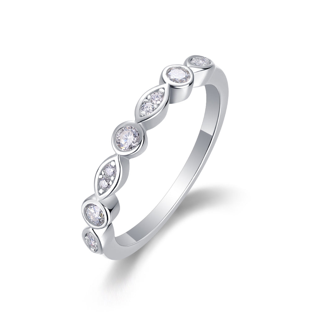 Malocchio Moissanite Eternity Band Ring in Sterling Silver