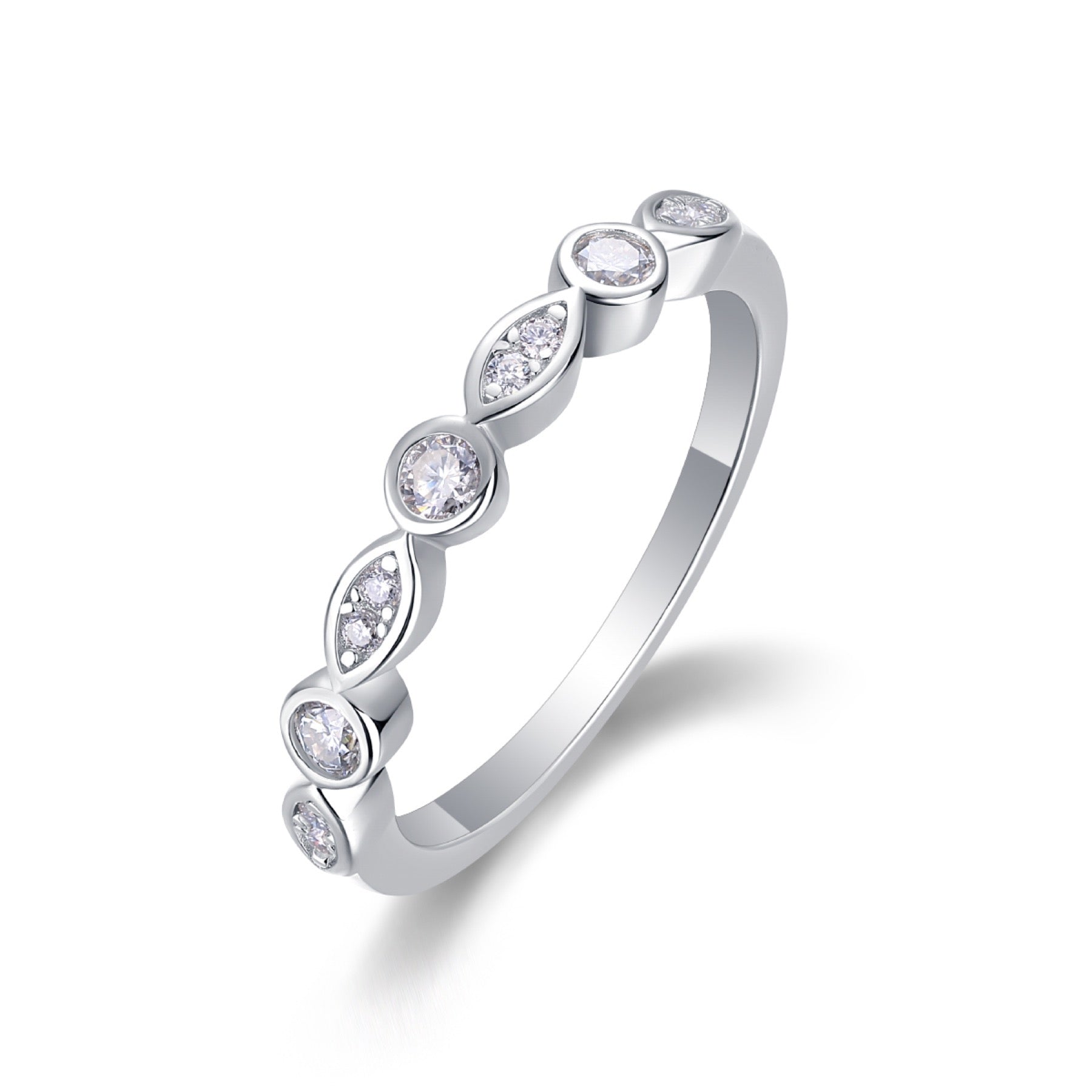 Malocchio Moissanite Eternity Band Ring in Sterling Silver