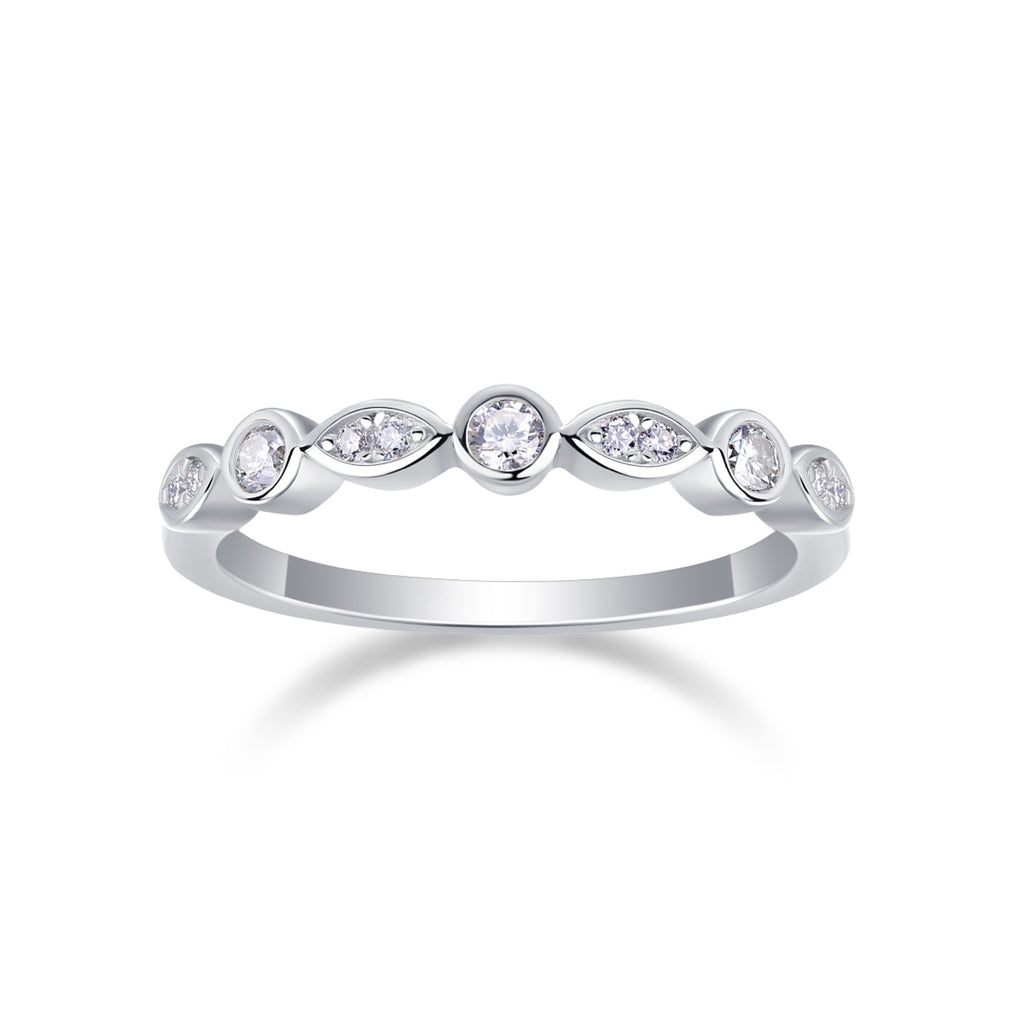 Malocchio Moissanite Eternity Band Ring in Sterling Silver