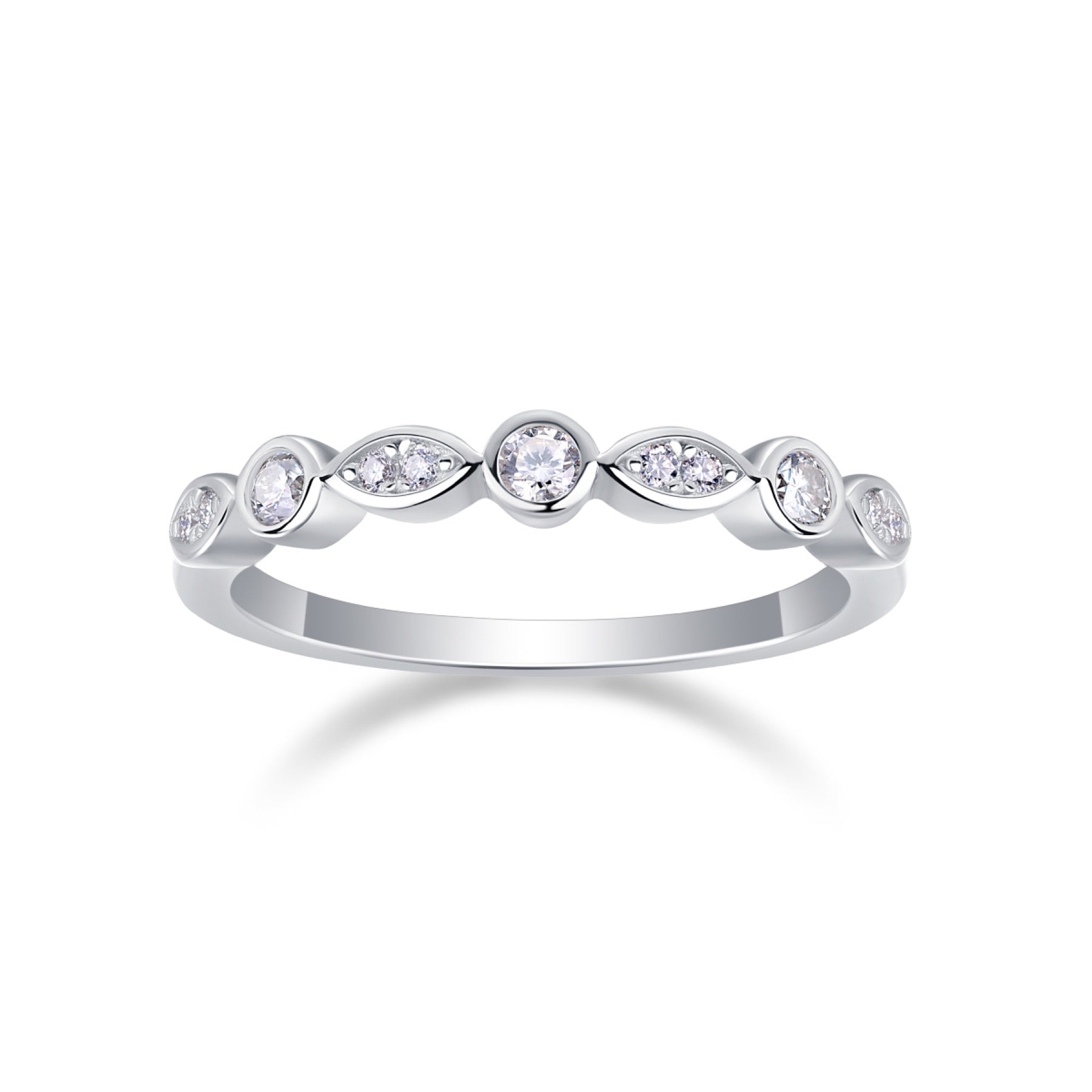 Malocchio Moissanite Eternity Band Ring in Sterling Silver