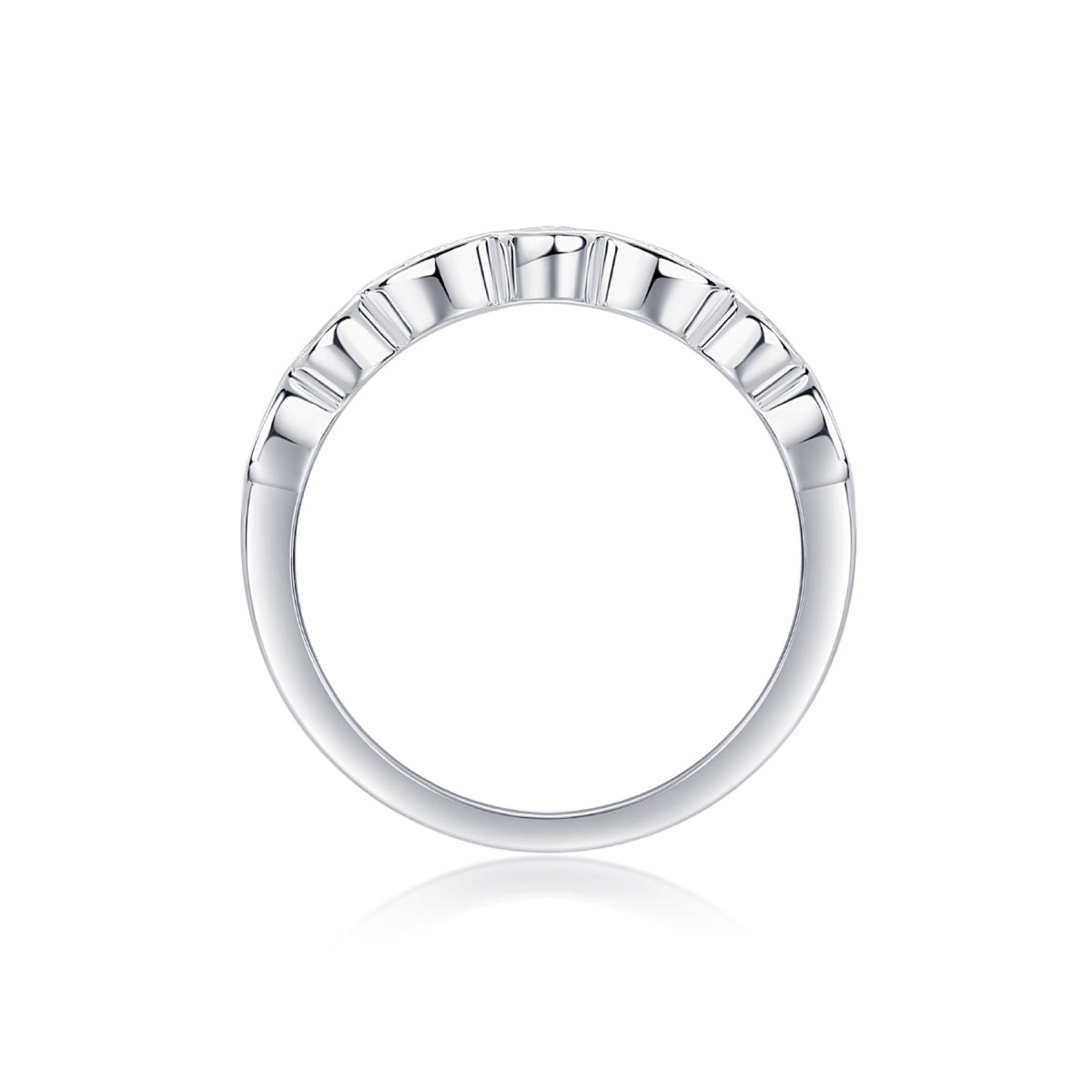 Malocchio Moissanite Half Eternity Band Ring in Sterling Silver
