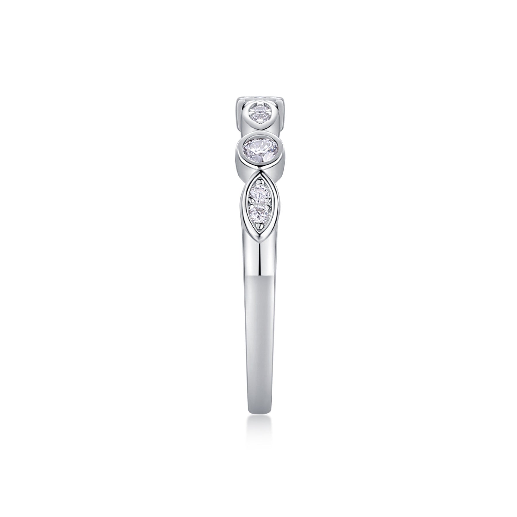 Malocchio Moissanite Eternity Band Ring in Sterling Silver
