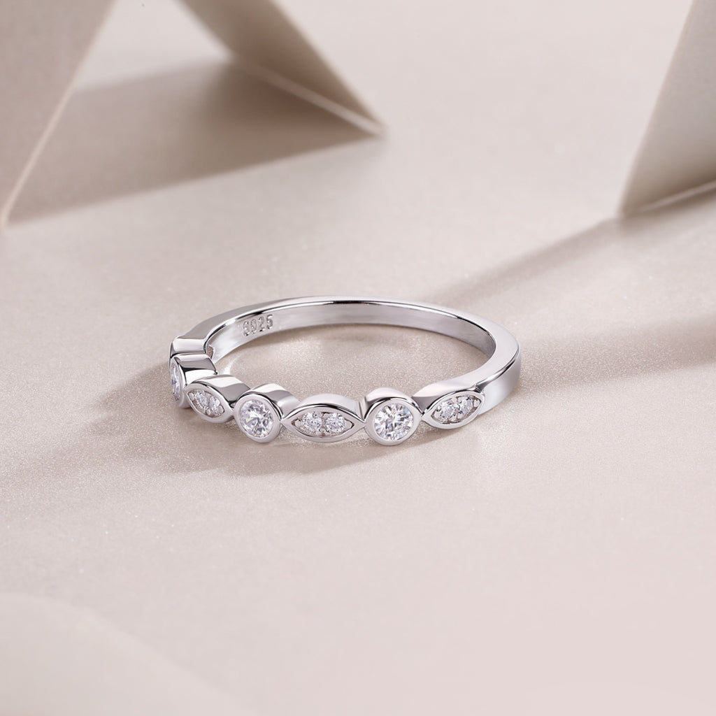 Malocchio Moissanite Eternity Band Ring in Sterling Silver