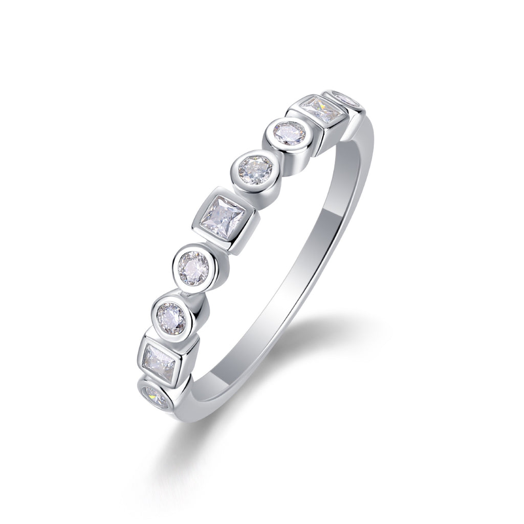 Alongside Moissanite Band Ring in Sterling Silver