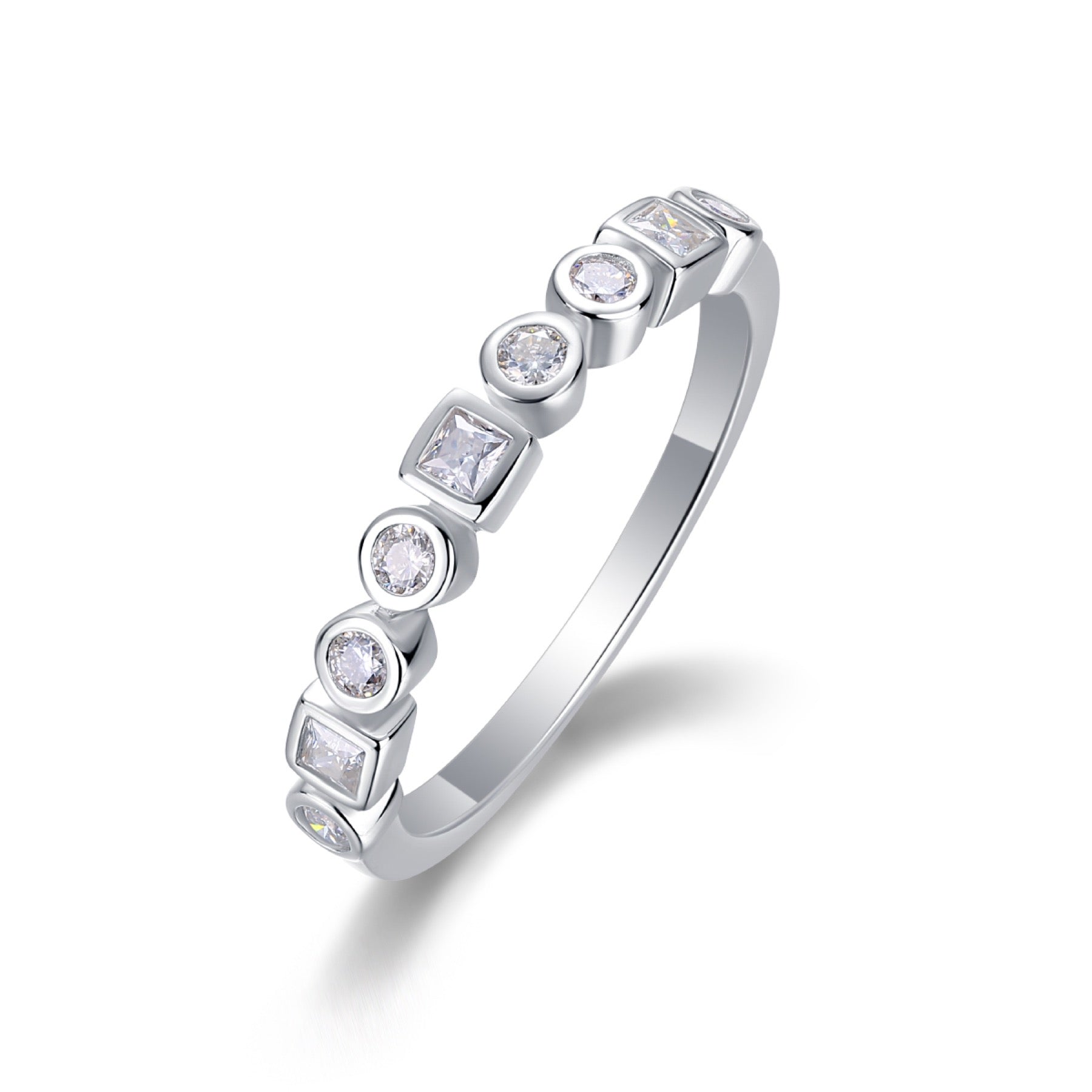 Alongside Moissanite Band Ring in Sterling Silver