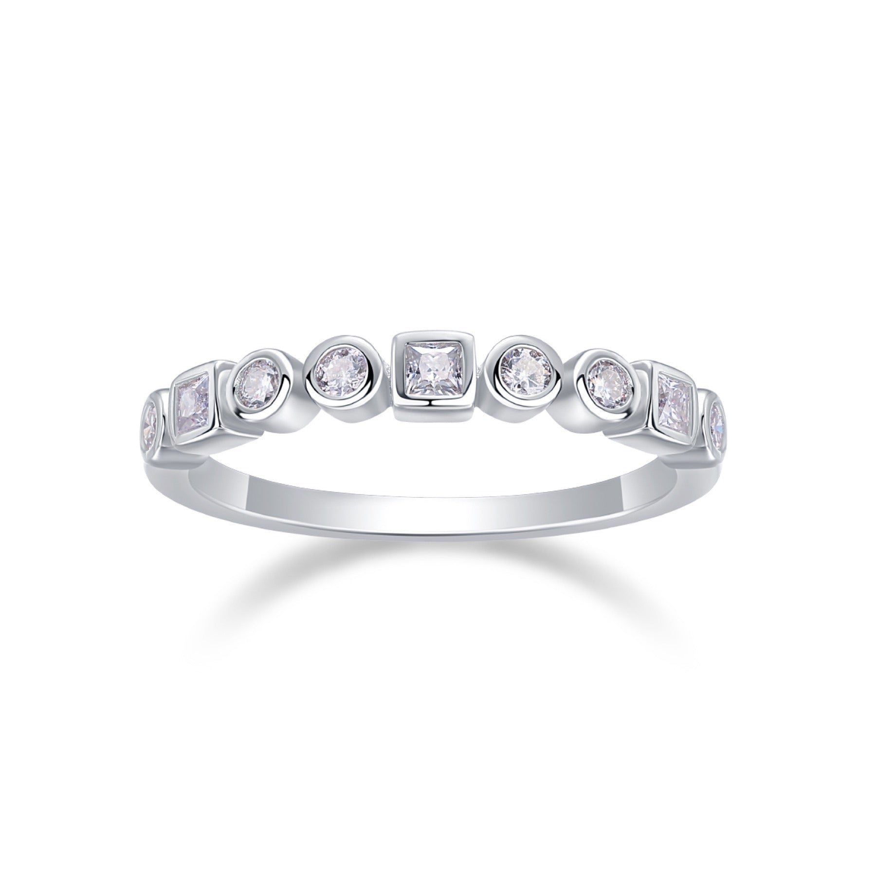 Alongside Moissanite Band Ring in Sterling Silver