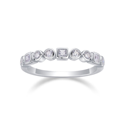 Alongside Moissanite Band Ring in Sterling Silver