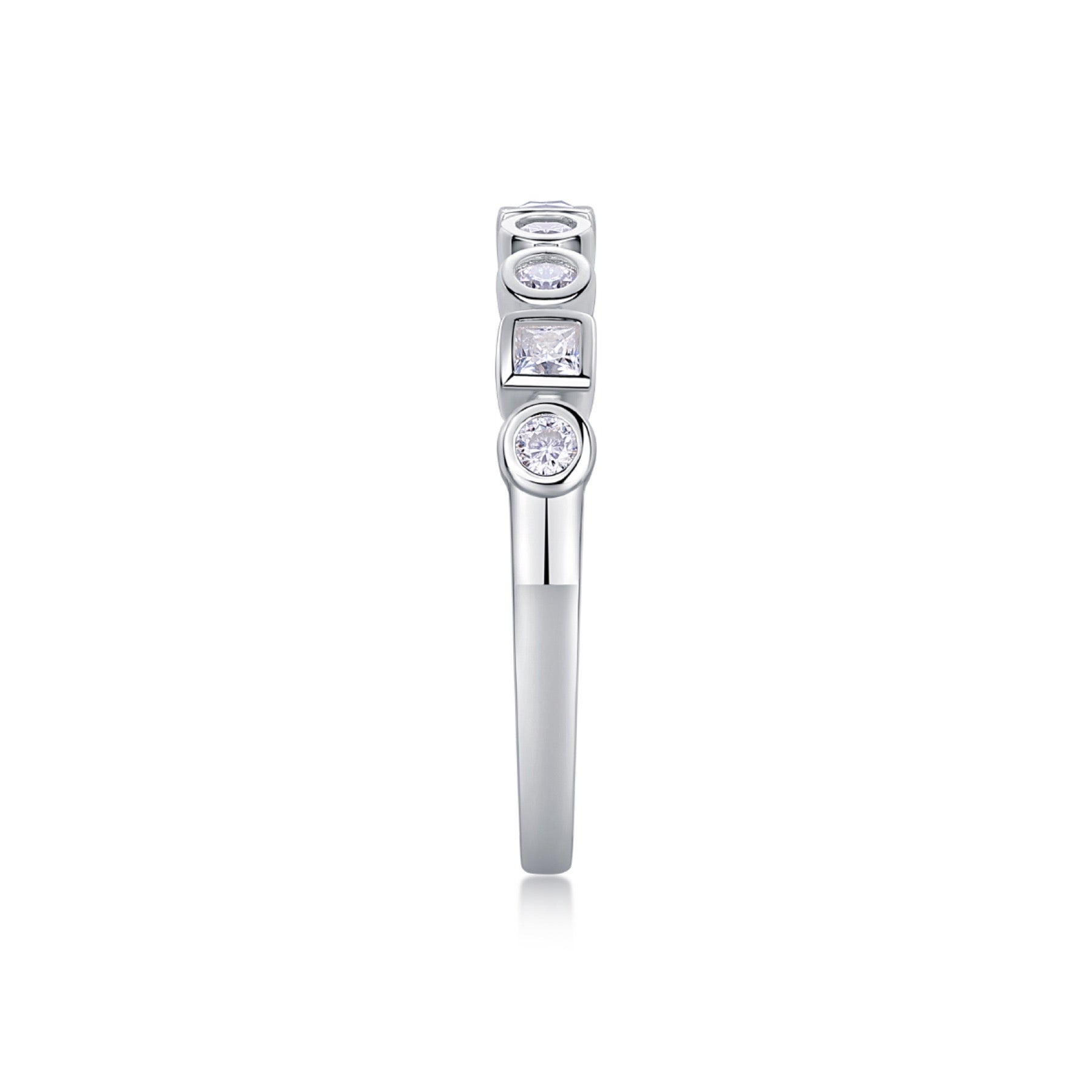 Alongside Moissanite Band Ring in Sterling Silver