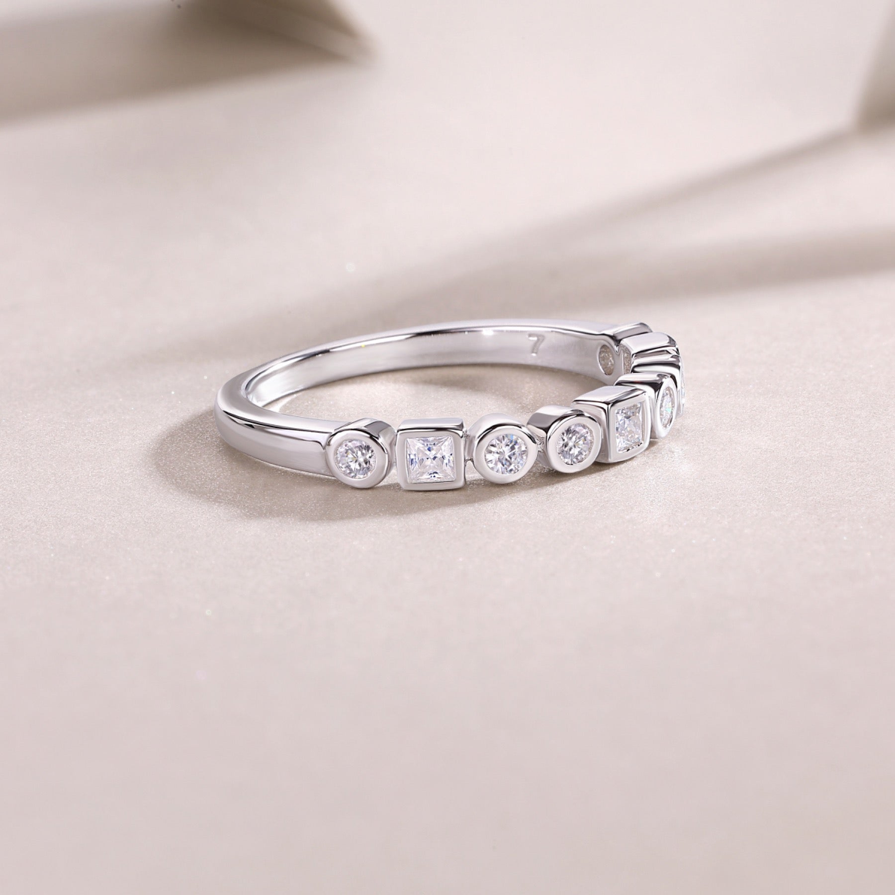 Alongside Moissanite Band Ring in Sterling Silver